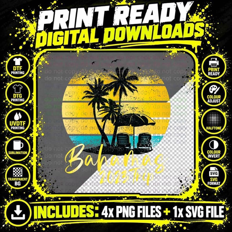 Bahamas Vacation T-Shirt, Summer Beach, Family Fun Png SVG Digital Bundle