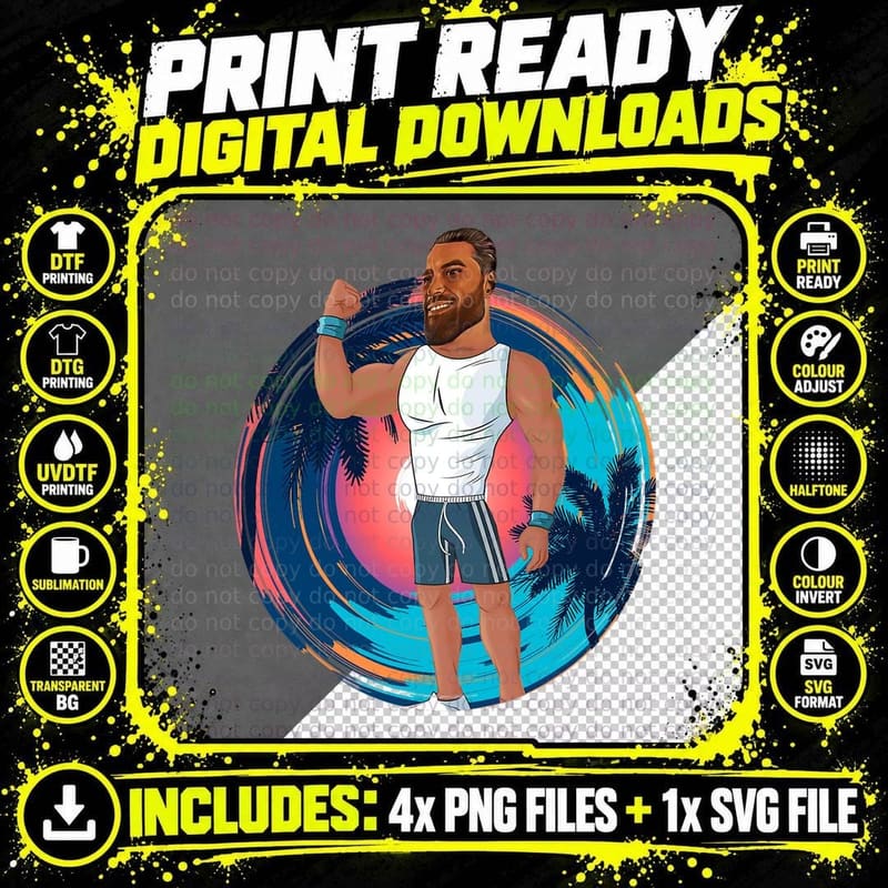 Beach Body Muscle T-Shirt, Summer Vacation Vibes Png SVG Digital Bundle