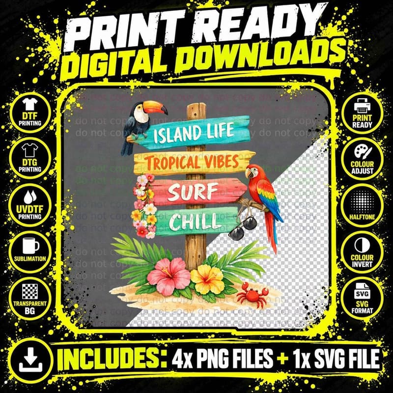 Beach Fun Salt Air Sun Days Sea Life Summer T-Shirt Png SVG Digital Bundle