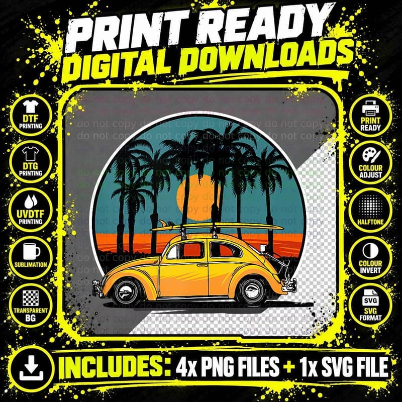 Beach Lifestyle Surfing Wander More Png SVG Digital Bundle