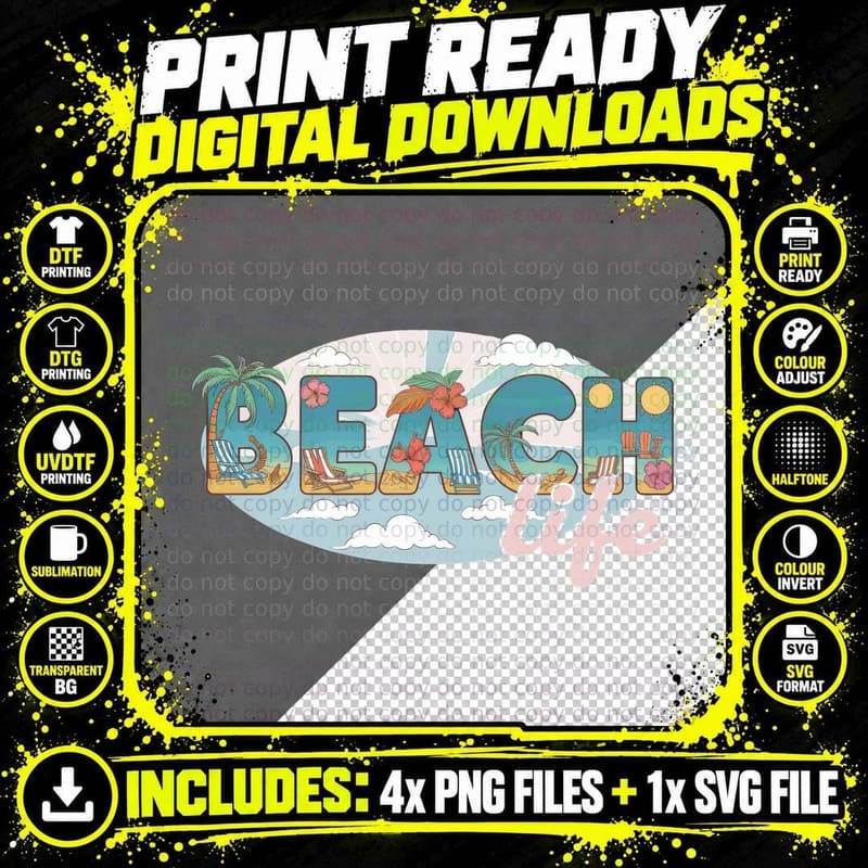 Beach More Worry Less Summer T-Shirt Png SVG Digital Bundle