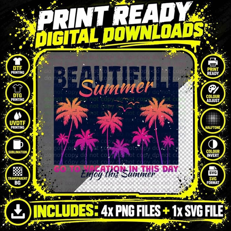 Beautiful Summer Paradise Go to Somedays Day Enjoy the Png SVG Digital Bundle
