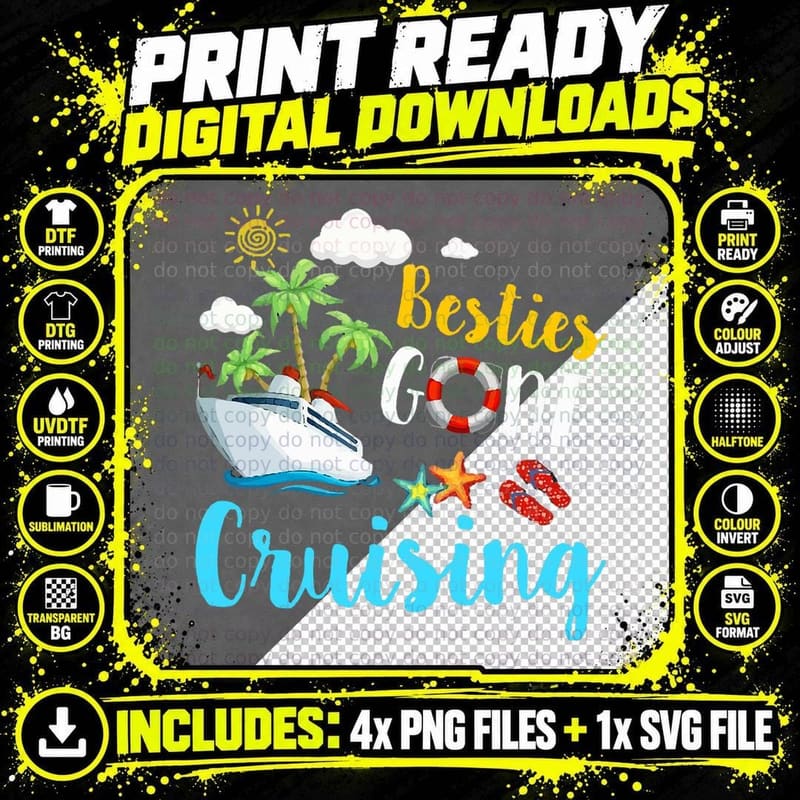 Besties Gone Cruise Matching Girls Trip Cruising Png SVG Digital Bundle