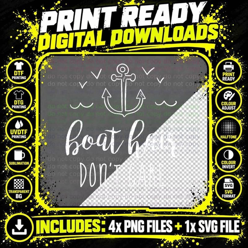 Boat Hair Don't Care - Cute Boating Sailing Summer Png SVG Digital Bundle