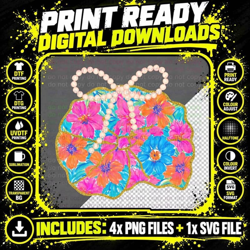 Bow Flower Crown Pink Summer T-Shirt Png SVG Digital Bundle