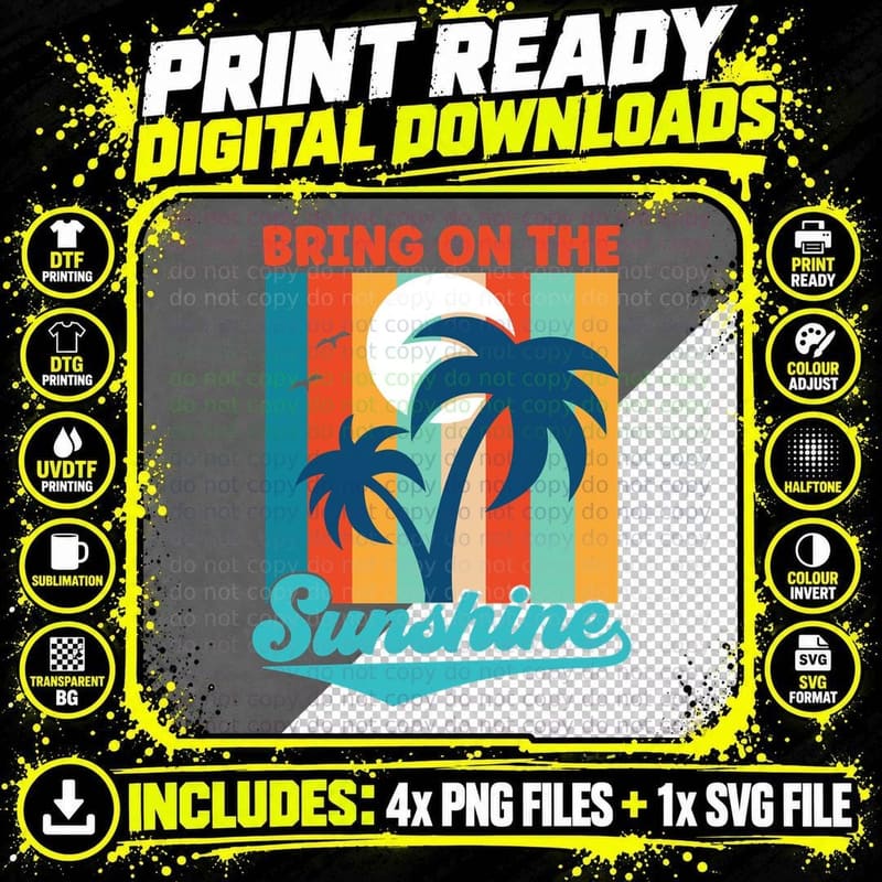 Bring on the Sunshine Summer T-Shirt Png SVG Digital Bundle