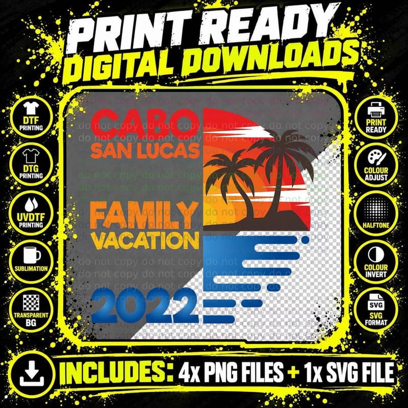 Cabo San Lucas Family Vacation T-Shirt, Summer Beach Png SVG Digital Bundle