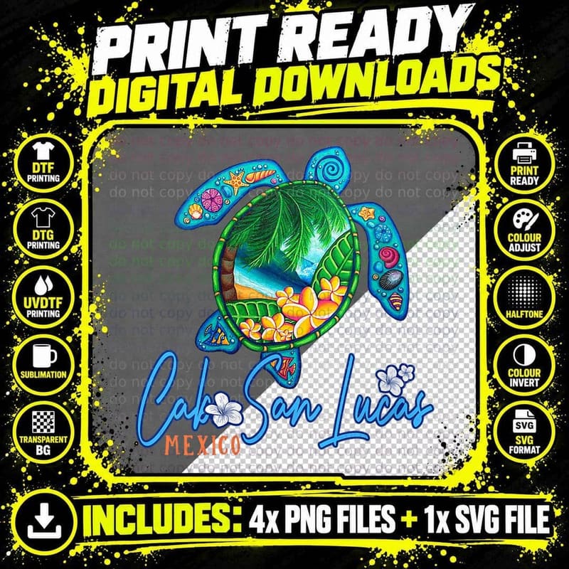 Cabo San Lucas Sea Turtle Mexico Vacation Family Trip Png SVG Digital Bundle