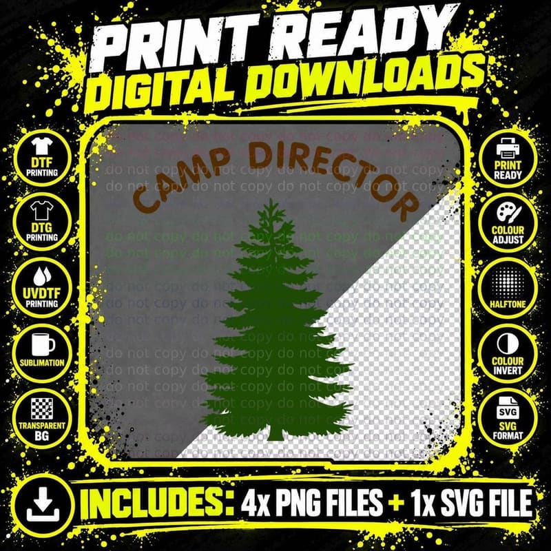 Camp Director Counselor Summer Pine Tree Tshirt Gift Png SVG Digital Bundle