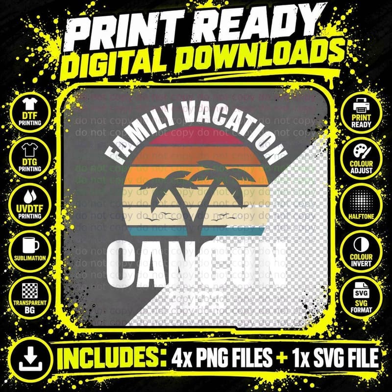 Cancun Family Vacation T-Shirt, Mexico Summer Vacation Png SVG Digital Bundle
