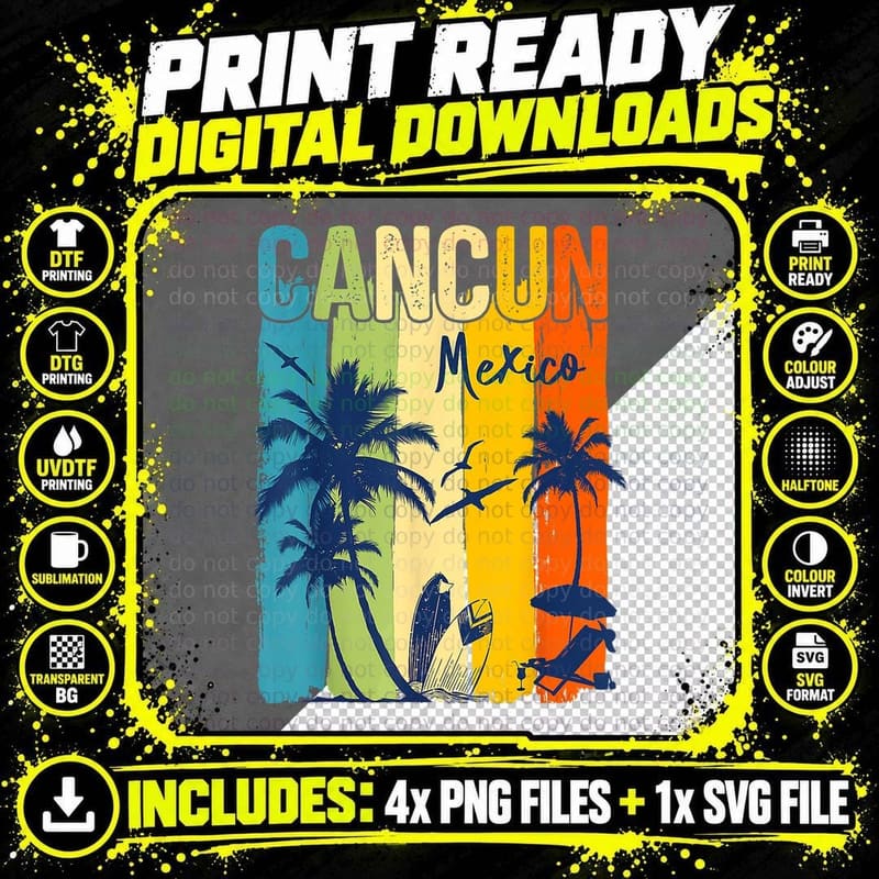 Cancun Mexico Family Vacation T-Shirt, Tropical Summer Png SVG Digital Bundle