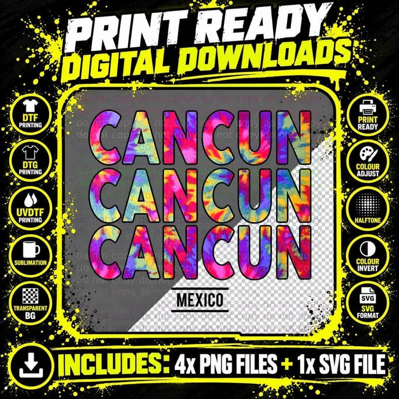 Cancun Mexico Party Spring Break - Summer Souvenir Png SVG Digital Bundle
