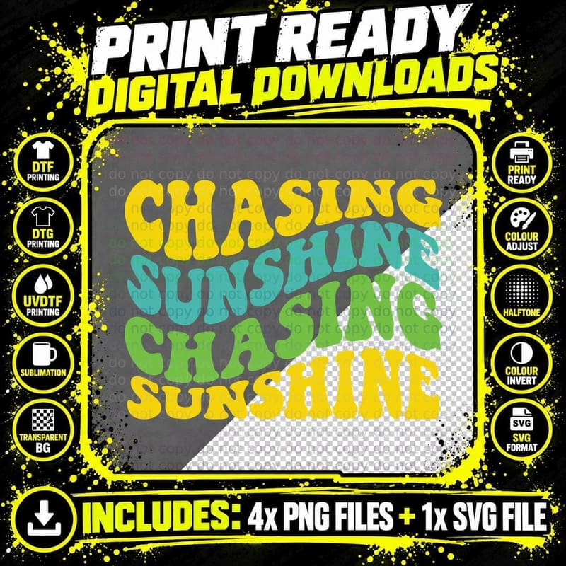 Chasing Sunshine Chasing Sunshine Summer T-Shirt Png SVG Digital Bundle
