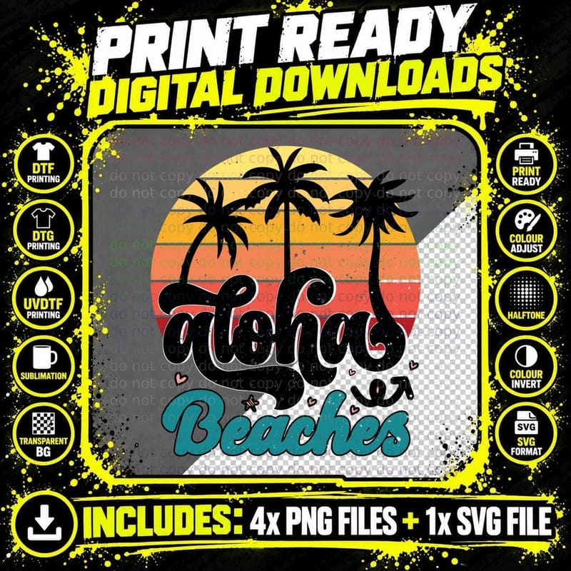 Clueing Beaches Summer T-Shirt, Palm Trees Striped Png SVG Digital Bundle