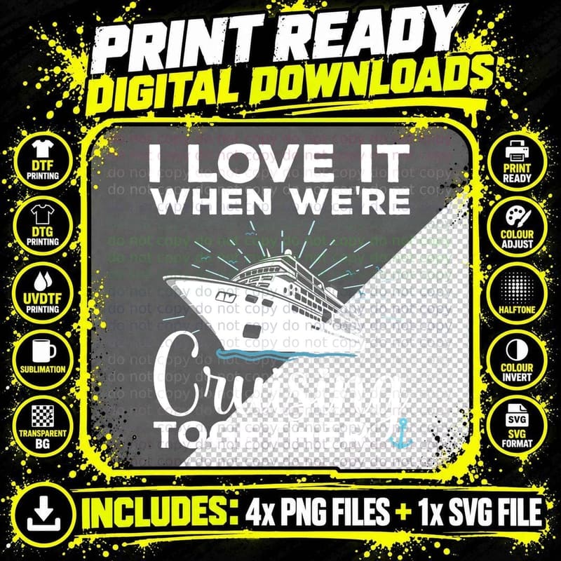 Cool Cruise Art Men Women Cruising Lover Matching Couple Png SVG Digital Bundle
