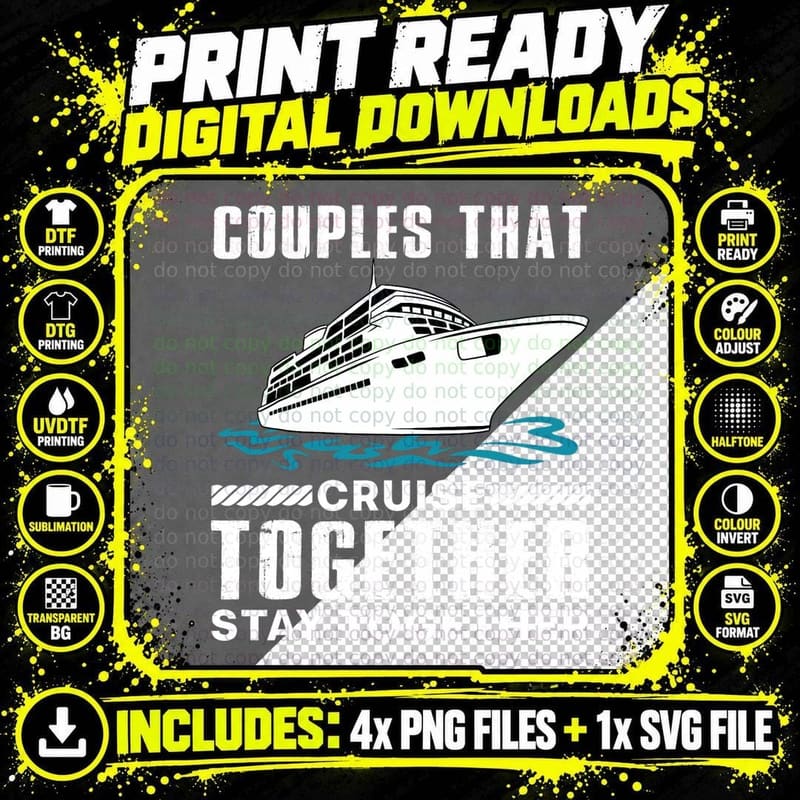 Cool Cruise Couple Art Men Women Cruise Ship Boat Png SVG Digital Bundle