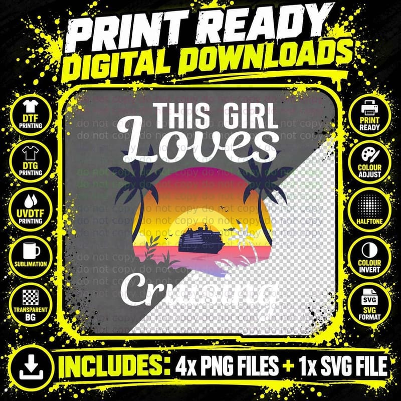 Cool Cruising Art for Girls Women Cruise Ship Travel Png SVG Digital Bundle