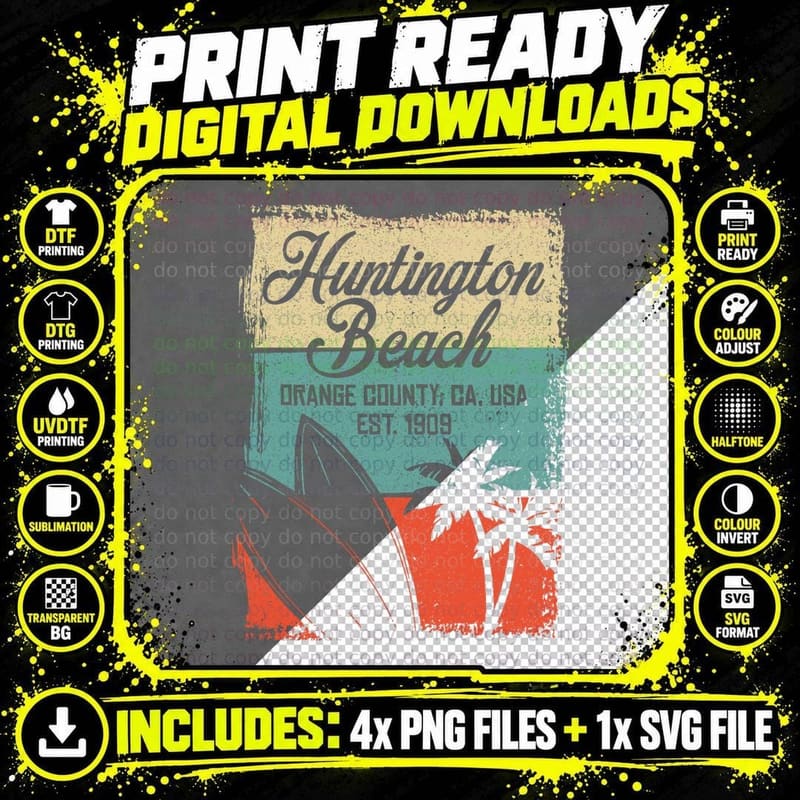 Cool Huntington Beach Surfing Competitions T-Shirt Png SVG Digital Bundle