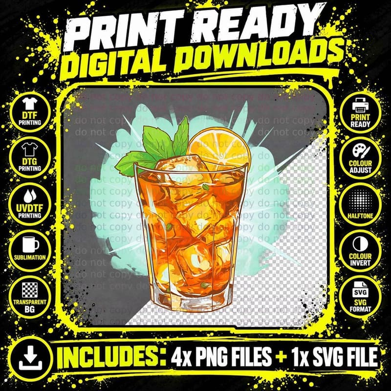 Cool Ice Tea with Lemonade, Summer Drink Png SVG Digital Bundle