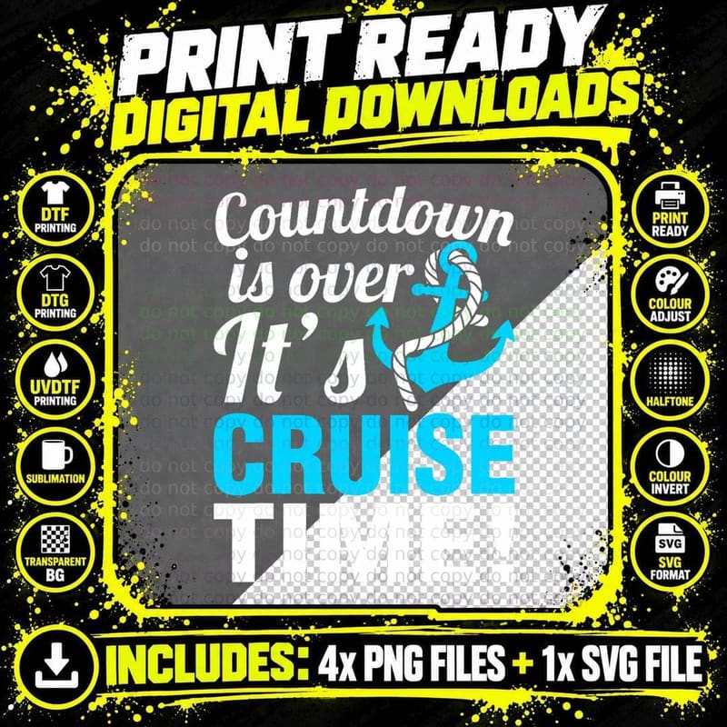 Countdown Is Over It's Cruise Time Cruising T-Shirt MM Png SVG Digital Bundle