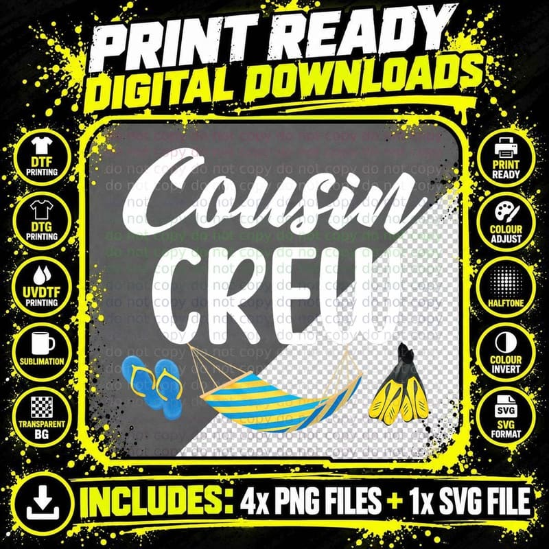 Cousin Crew Family Vacation Beach Vacay Summer Trip Png SVG Digital Bundle