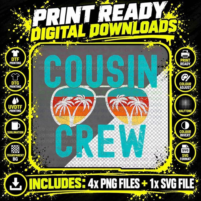 Cousin Crew Family Vacation Summer Vacation Beach Png SVG Digital Bundle