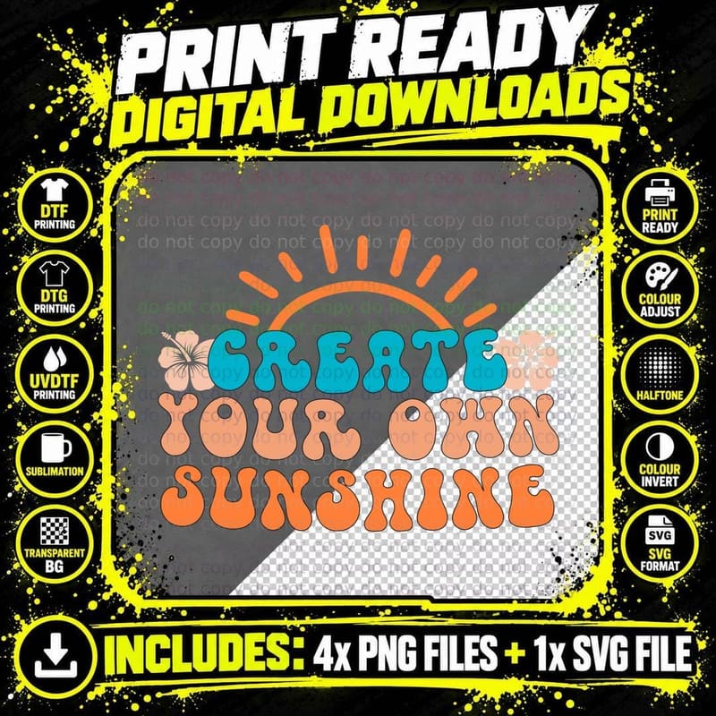 Create Your Own Sunshine Summer T-Shirt Png SVG Digital Bundle