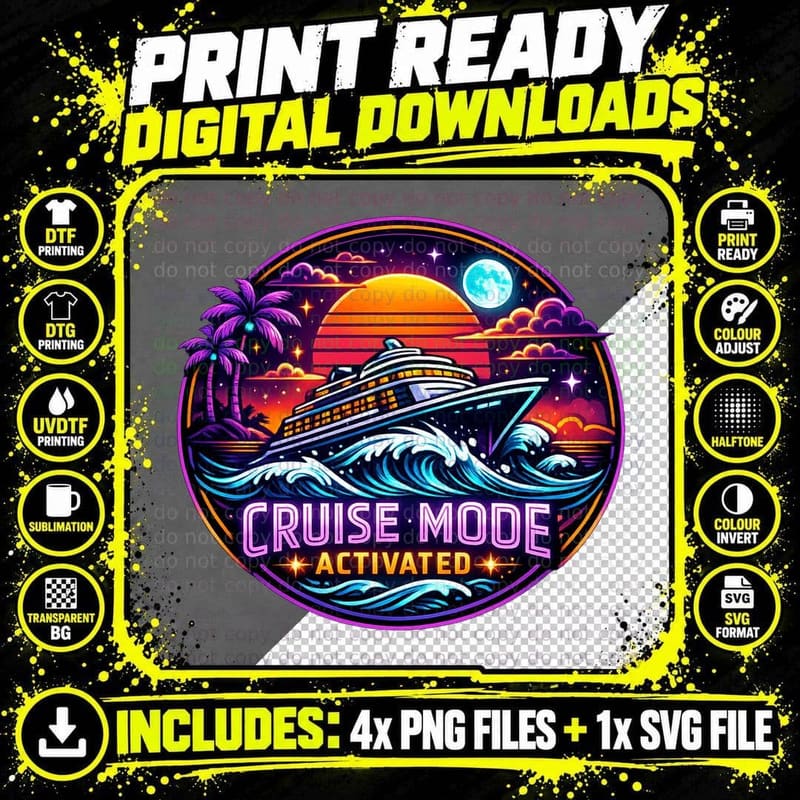 Cruise Mode Activated Cruise Squad T-Shirt Png SVG Digital Bundle