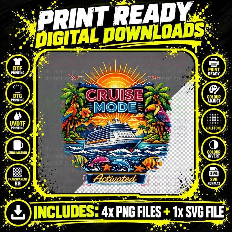 Cruise Mode Activated Cruise Squad T-Shirt Png SVG Digital Bundle
