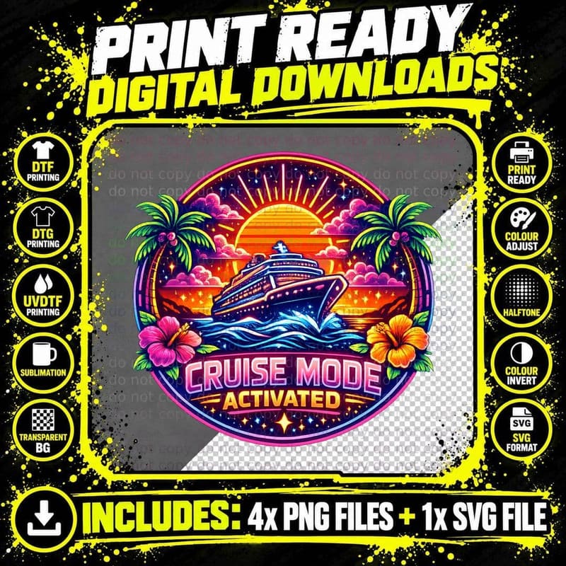 Cruise Mode Activated Cruise Squad T-Shirt Png SVG Digital Bundle