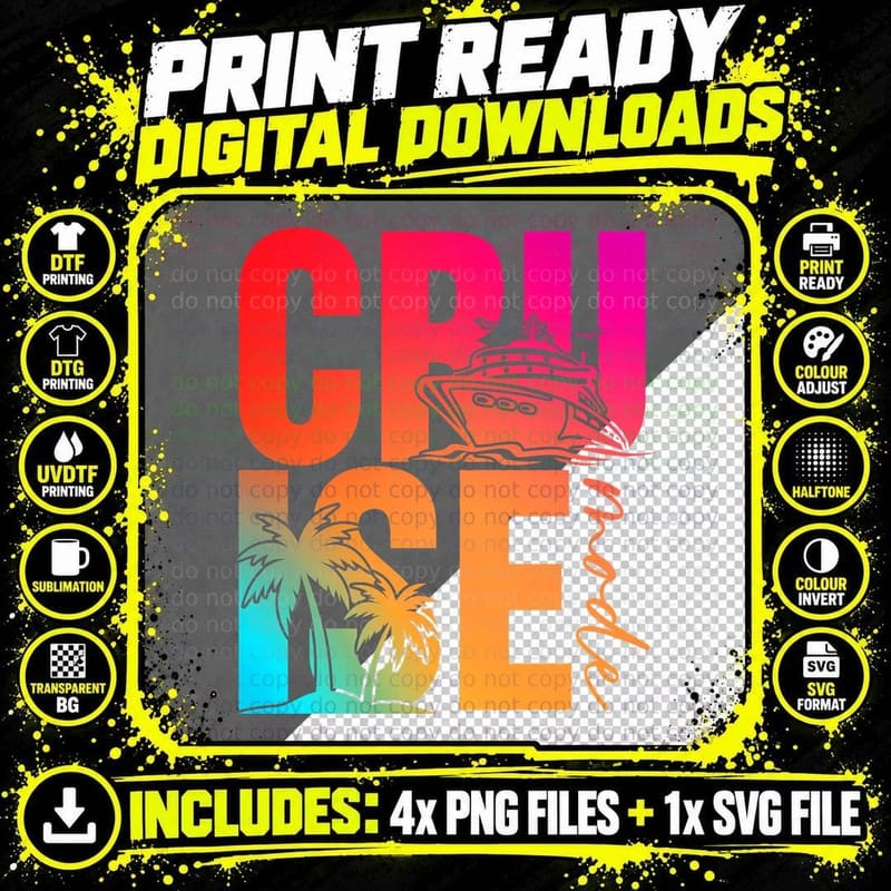 Cruise Mode Cruise Squad T-Shirt, Tropical Cruise Ship Png SVG Digital Bundle