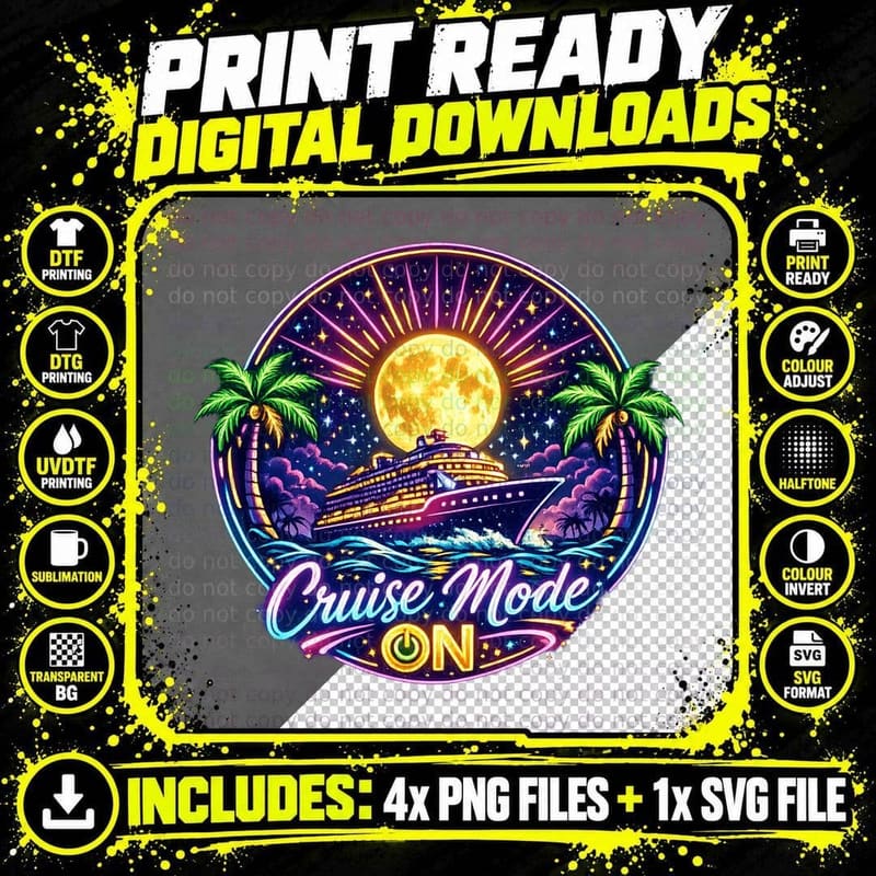 Cruise Mode on Cruise Squad T-Shirt Png SVG Digital Bundle