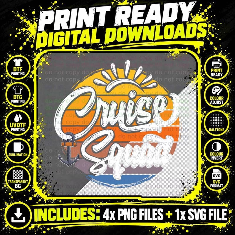 Cruise Squad for Family Vacation Group Matching with Png SVG Digital Bundle