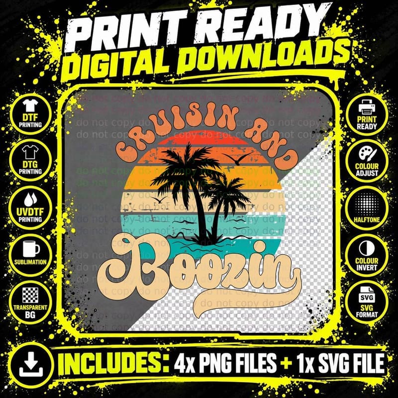 Cruisin and Boozin Cruise Squad T-Shirt Png SVG Digital Bundle