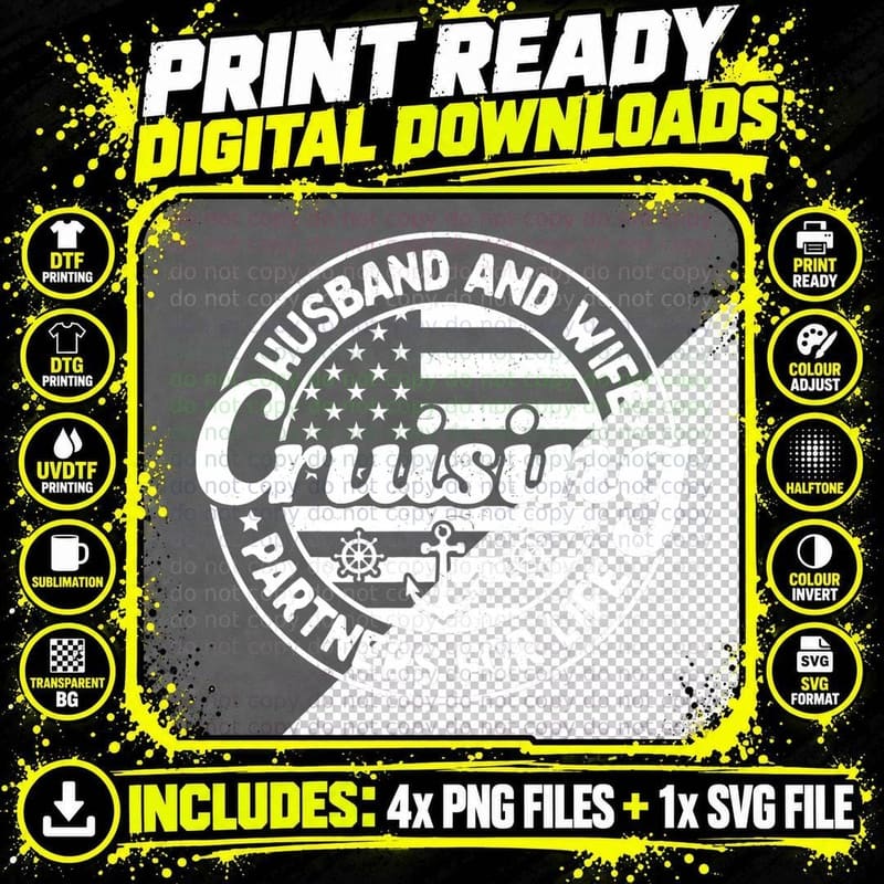 Cruising Husband and Wife Cruise Partners for Life Png SVG Digital Bundle