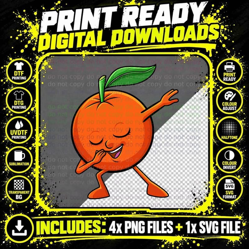 Dabbing Orange Hawaiian Tropical Fruit Lover Men Women Png SVG Digital Bundle