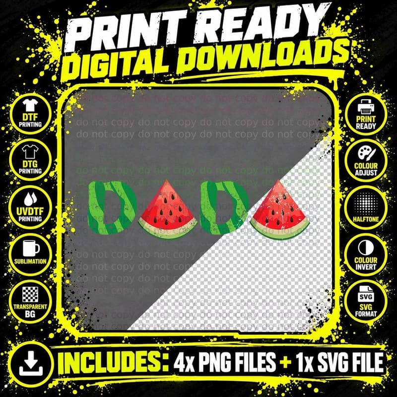 Dada Watermelon Lover Fruitarian Summer Fruit Father's Png SVG Digital Bundle