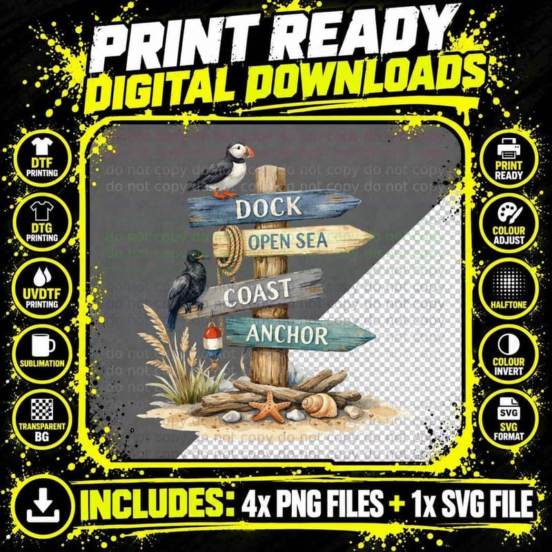 Dock Open Sea Coast Anchor Summer T-Shirt Png SVG Digital Bundle