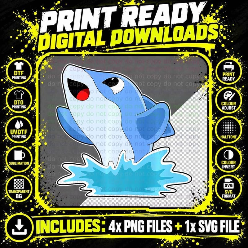 Dolphin Swimming Water Premium, Beachwear, Summer Png SVG Digital Bundle