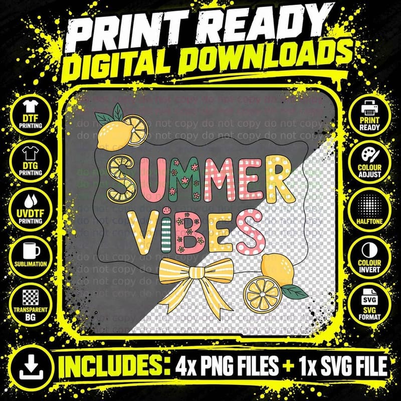 Ducks Lemons Flowers Striped Towel Summer T-Shirt Png SVG Digital Bundle