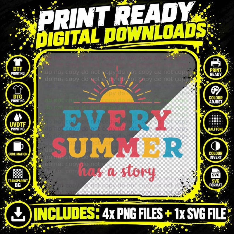 Enjoy the Summer T-Shirt, Bright Sun Rays Palm Trees Png SVG Digital Bundle
