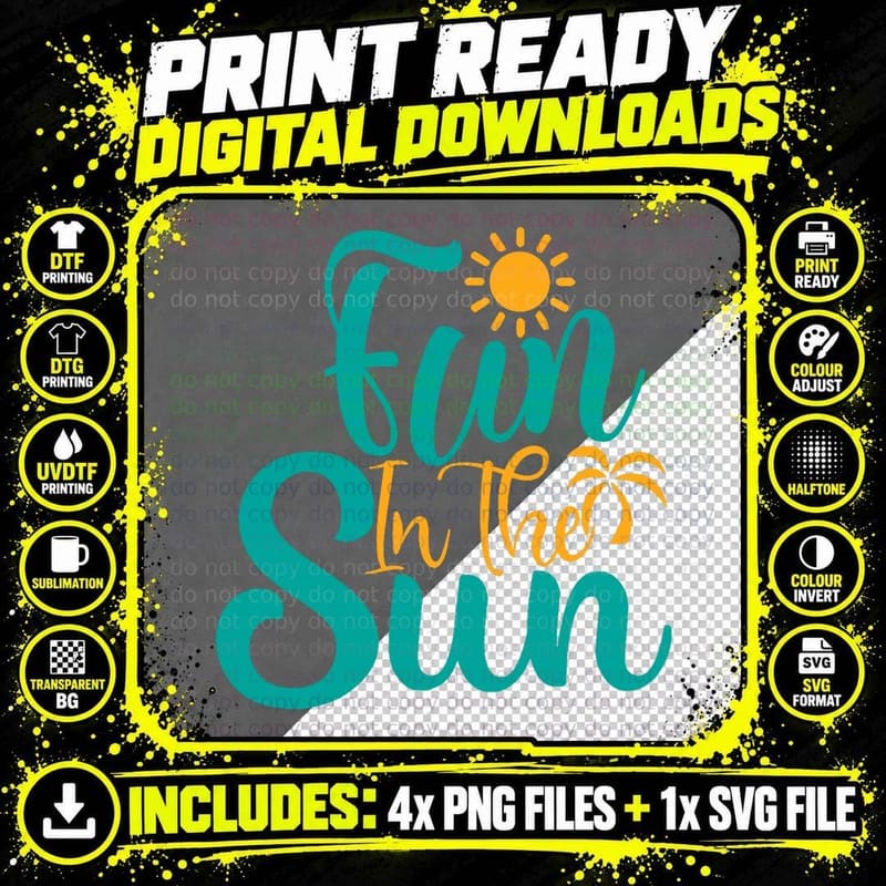 FUN IN THE SUN Family Summer Vacation T-Shirt Png SVG Digital Bundle