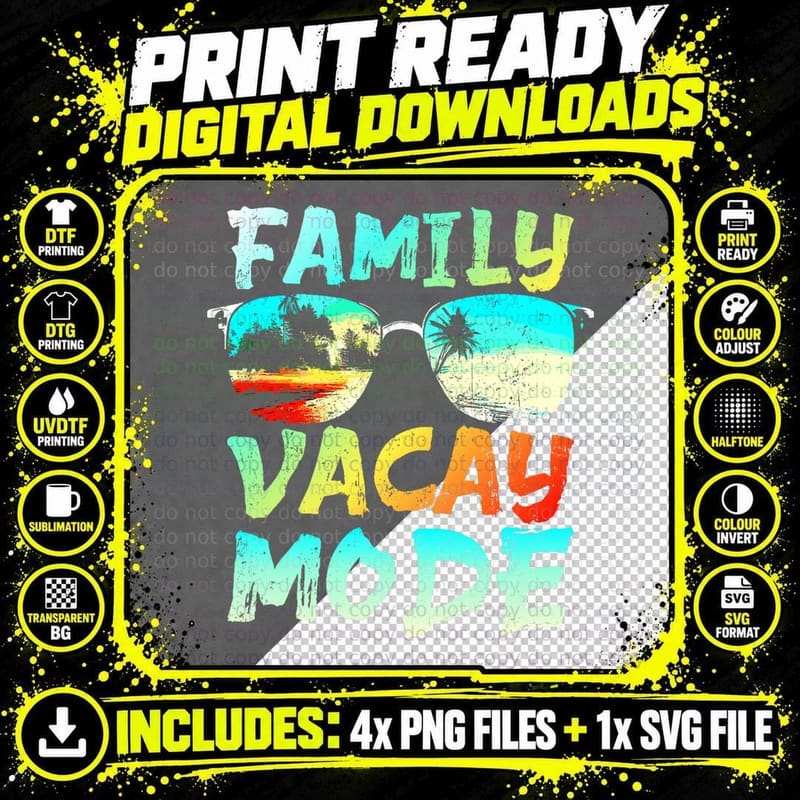 Family Vacay Mode - Family Vacation Beach Summer Png SVG Digital Bundle