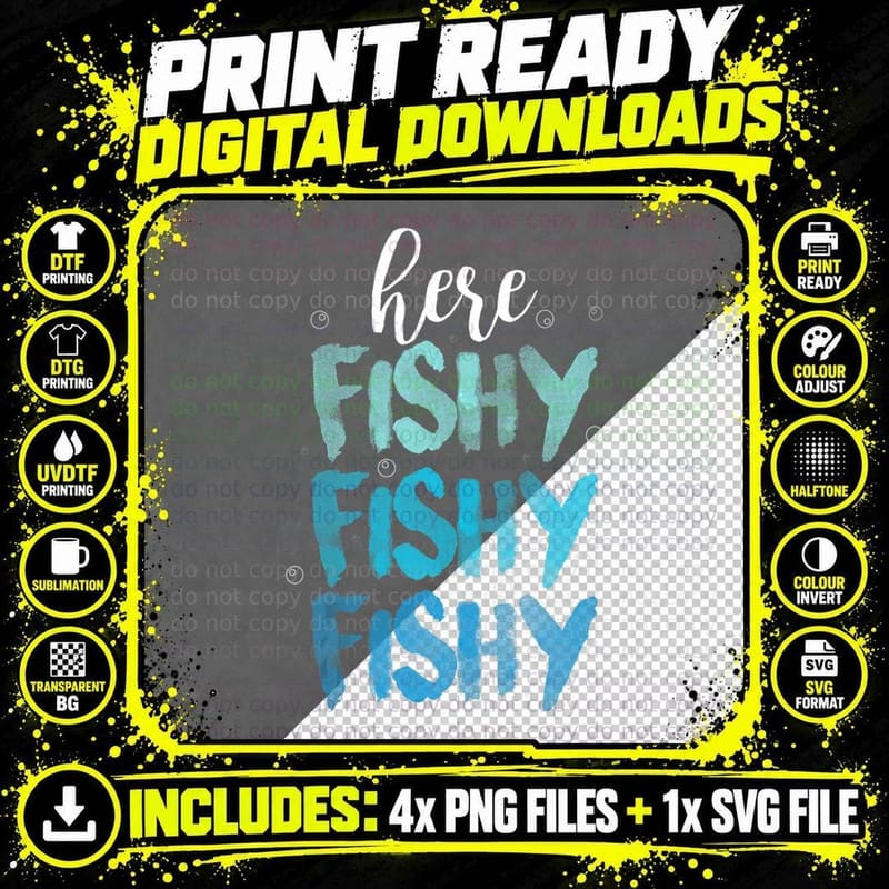Fishy Here Fishy T-Shirt, Summer Lake Tee Png SVG Digital Bundle