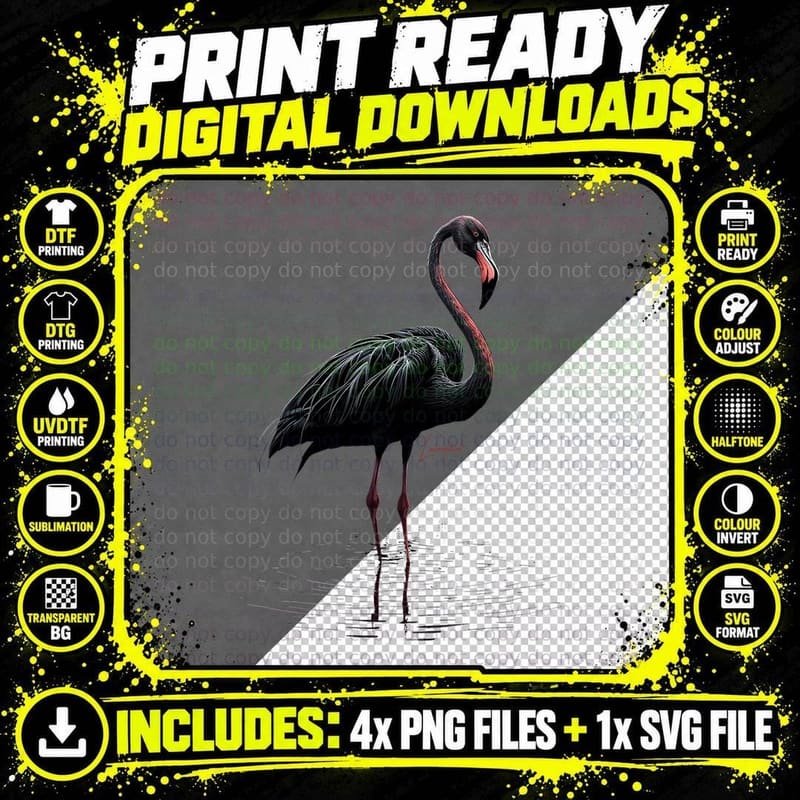 Flamingo in the Dark - Flamingo Fans T-Shirt Png SVG Digital Bundle