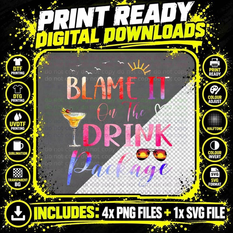 Girls Cruise Blame It on the Drink Package Drinking Png SVG Digital Bundle
