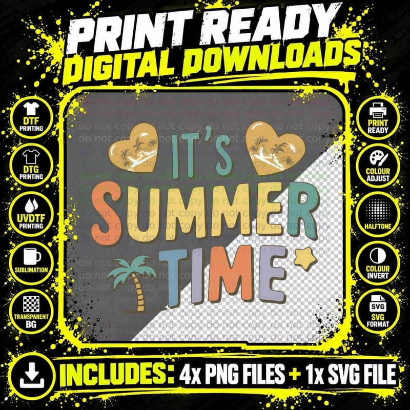 It's Summer Time Summer T-Shirt, Heart-Shaped Beach Png SVG Digital Bundle