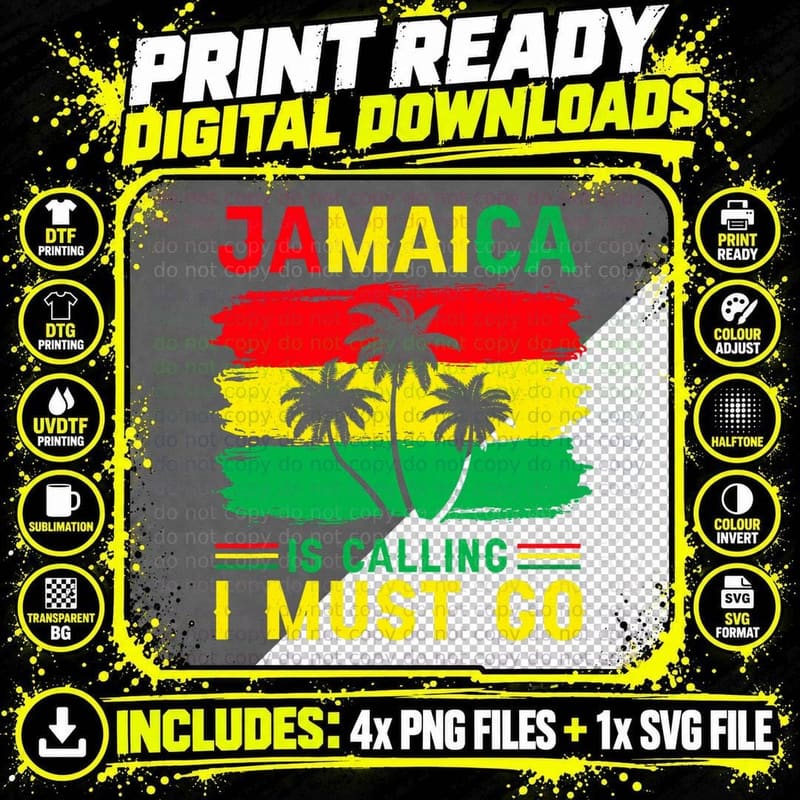 Jamaica Is Calling I Must Go Jamaican Vacation Trip Png SVG Digital Bundle