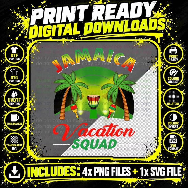 Jamaica Vacation Squad Caribbean Trip Vacay Matching Png SVG Digital Bundle