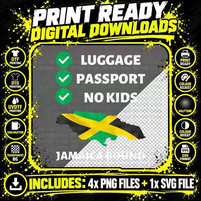 Jamaican Travel Clothing for Your Next Vacation to Png SVG Digital Bundle